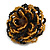 40mm Diameter/Black/Gold Glass Bead Layered Flower Flex Ring/ Size M - view 2