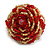 35mm Diameter/Red/Gold Glass Bead Layered Flower Flex Ring/ Size S - view 6