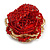 35mm Diameter/Red/Gold Glass Bead Layered Flower Flex Ring/ Size S - view 4