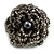 35mm Diameter/Mink/Iron Grey Glass Bead Layered Flower Flex Ring/ Size M - view 2
