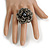 35mm Diameter/Mink/Iron Grey Glass Bead Layered Flower Flex Ring/ Size M - view 3