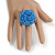 40mm Diameter/Cornflower/Sky Blue Glass Bead Layered Flower Flex Ring/ Size M - view 3