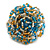 35mm Diameter/Teal/Gold/Transparent Glass Bead Layered Flower Flex Ring/ Size S/M - view 4