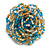 35mm Diameter/Teal/Gold/Transparent Glass Bead Layered Flower Flex Ring/ Size S/M - view 5
