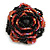 35mm Diameter/Blush Red/Black Glass Bead Layered Flower Flex Ring/ Size M/L - view 6