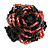 35mm Diameter/Blush Red/Black Glass Bead Layered Flower Flex Ring/ Size M/L - view 5