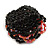 35mm Diameter/Blush Red/Black Glass Bead Layered Flower Flex Ring/ Size M/L - view 4