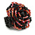 35mm Diameter/Blush Red/Black Glass Bead Layered Flower Flex Ring/ Size M/L - view 7