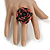 35mm Diameter/Blush Red/Black Glass Bead Layered Flower Flex Ring/ Size M/L - view 3
