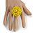 35mm Diameter/Corn/Pineapple Yellow Glass Bead Layered Flower Flex Ring/ Size S/M - view 3