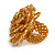 35mm Diameter/Flaxen Yellow/Gold Glass Bead Layered Flower Flex Ring/ Size S/M - view 5