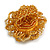 35mm Diameter/Flaxen Yellow/Gold Glass Bead Layered Flower Flex Ring/ Size S/M - view 9