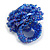 35mm Diameter/ Royal Blue/Iridescent Glass Bead Layered Flower Flex Ring/ Size M - view 5