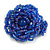 35mm Diameter/ Royal Blue/Iridescent Glass Bead Layered Flower Flex Ring/ Size M - view 2