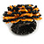 35mm Diameter/Pumpkin Orange/Black Glass Bead Layered Flower Flex Ring/ Size S/M - view 6