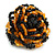 35mm Diameter/Pumpkin Orange/Black Glass Bead Layered Flower Flex Ring/ Size S/M - view 8