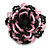 40mm Diameter/Black/Pink Glass Bead Layered Flower Flex Ring/ Size M - view 2