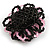 40mm Diameter/Black/Pink Glass Bead Layered Flower Flex Ring/ Size M - view 5