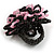 40mm Diameter/Black/Pink Glass Bead Layered Flower Flex Ring/ Size M - view 4