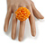35mm Diameter/Pumpkin Orange Glass Bead Layered Flower Flex Ring/ Size M - view 3