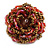 35mm Diameter/Blush Red/Bronze Glass Bead Layered Flower Flex Ring/ Size M - view 2