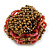 35mm Diameter/Blush Red/Bronze Glass Bead Layered Flower Flex Ring/ Size M - view 4