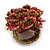 35mm Diameter/Blush Red/Bronze Glass Bead Layered Flower Flex Ring/ Size M - view 5