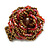35mm Diameter/Blush Red/Bronze Glass Bead Layered Flower Flex Ring/ Size M - view 6