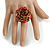 35mm Diameter/Blush Red/Bronze Glass Bead Layered Flower Flex Ring/ Size M - view 3