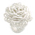 40mm Diameter/ Snow White Glass Bead Layered Flower Flex Ring/ Size M/L