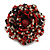 40mm Diameter/Black/Red/Transparent Glass Bead Layered Flower Flex Ring/ Size S/M - view 2