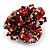 40mm Diameter/Black/Red/Transparent Glass Bead Layered Flower Flex Ring/ Size S/M - view 4