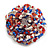 35mm Diameter/Blue/Red/White/Transparent Glass Bead Layered Flower Flex Ring/ Size M - view 2