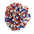 35mm Diameter/Blue/Red/White/Transparent Glass Bead Layered Flower Flex Ring/ Size M - view 4