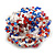 35mm Diameter/Blue/Red/White/Transparent Glass Bead Layered Flower Flex Ring/ Size M - view 5