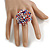 35mm Diameter/Blue/Red/White/Transparent Glass Bead Layered Flower Flex Ring/ Size M - view 3