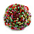 40mm Diameter/Green/Red/Pink Glass Bead Layered Flower Flex Ring/ Size M - view 4