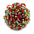 40mm Diameter/Green/Red/Pink Glass Bead Layered Flower Flex Ring/ Size M - view 5