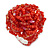 35mm Diameter/Pastel Red/Blush Red Glass Bead Layered Flower Flex Ring/ Size M - view 2