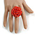 35mm Diameter/Pastel Red/Blush Red Glass Bead Layered Flower Flex Ring/ Size M - view 3