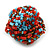 40mm Diameter/ Red/Light Blue/Amber Brown Glass Bead Layered Flower Flex Ring/ Size M/L - view 5