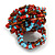 40mm Diameter/ Red/Light Blue/Amber Brown Glass Bead Layered Flower Flex Ring/ Size M/L - view 6