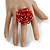 35mm Diameter/Red/Blush Red Glass Bead Layered Flower Flex Ring/ Size M - view 3