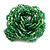 40mm Diameter/ Grass Green/Iridescent Glass Bead Layered Flower Flex Ring/ Size M - view 4