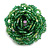40mm Diameter/ Grass Green/Iridescent Glass Bead Layered Flower Flex Ring/ Size M - view 7