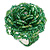 40mm Diameter/ Grass Green/Iridescent Glass Bead Layered Flower Flex Ring/ Size M - view 2