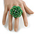 40mm Diameter/ Grass Green/Iridescent Glass Bead Layered Flower Flex Ring/ Size M - view 3