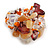 Caramel/Plum/Clear/Orange Glass Bead Cluster Band Style Flex Ring/ Size M - view 2