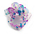 Purple/Milky White/Light Blue Glass Bead Cluster Band Style Flex Ring/ Size M - view 6