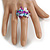 Purple/Milky White/Light Blue Glass Bead Cluster Band Style Flex Ring/ Size M - view 3